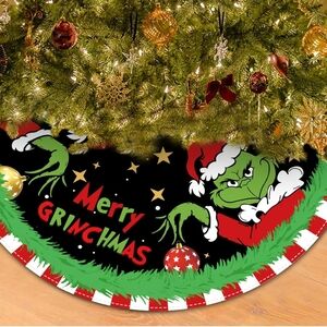 Merry Grinchmas Tree Skirt - Black and Green